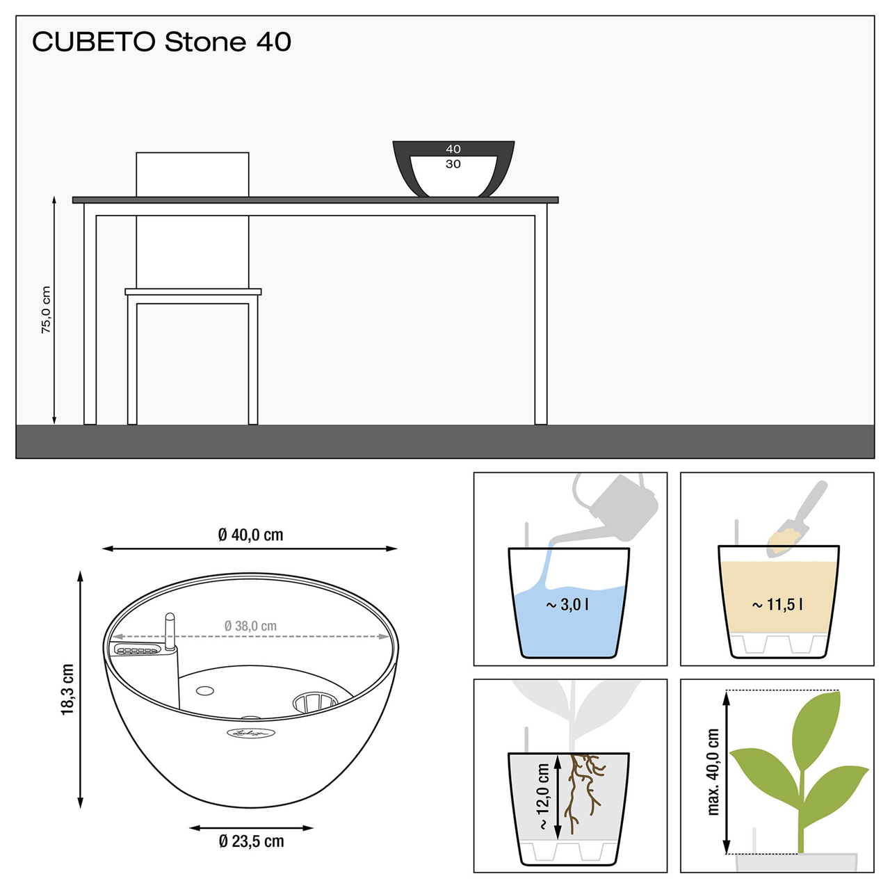 CUBETO Stone 40 Bowl - mazeproducts