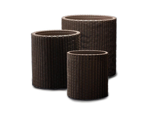 Keter Cylinder Planter - Set of 3 (S+M+L) - Dark Brown - mazeproducts