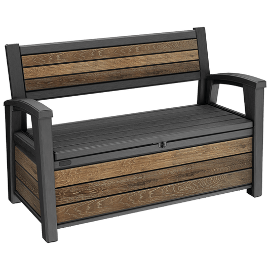Keter Signature 227L Storage Bench - Walnut Look - mazeproducts