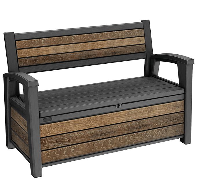 Keter Signature 227L Storage Bench - Walnut Look - mazeproducts