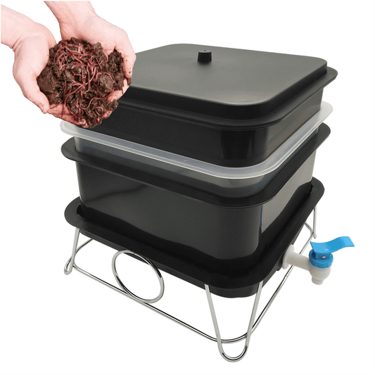 MINI 3 Tier Worm Farm (Black) With 500 worms - mazeproducts
