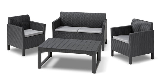 Keter Orlando Outdoor Lounge Set with Adjustable Coffee Table - mazeproducts