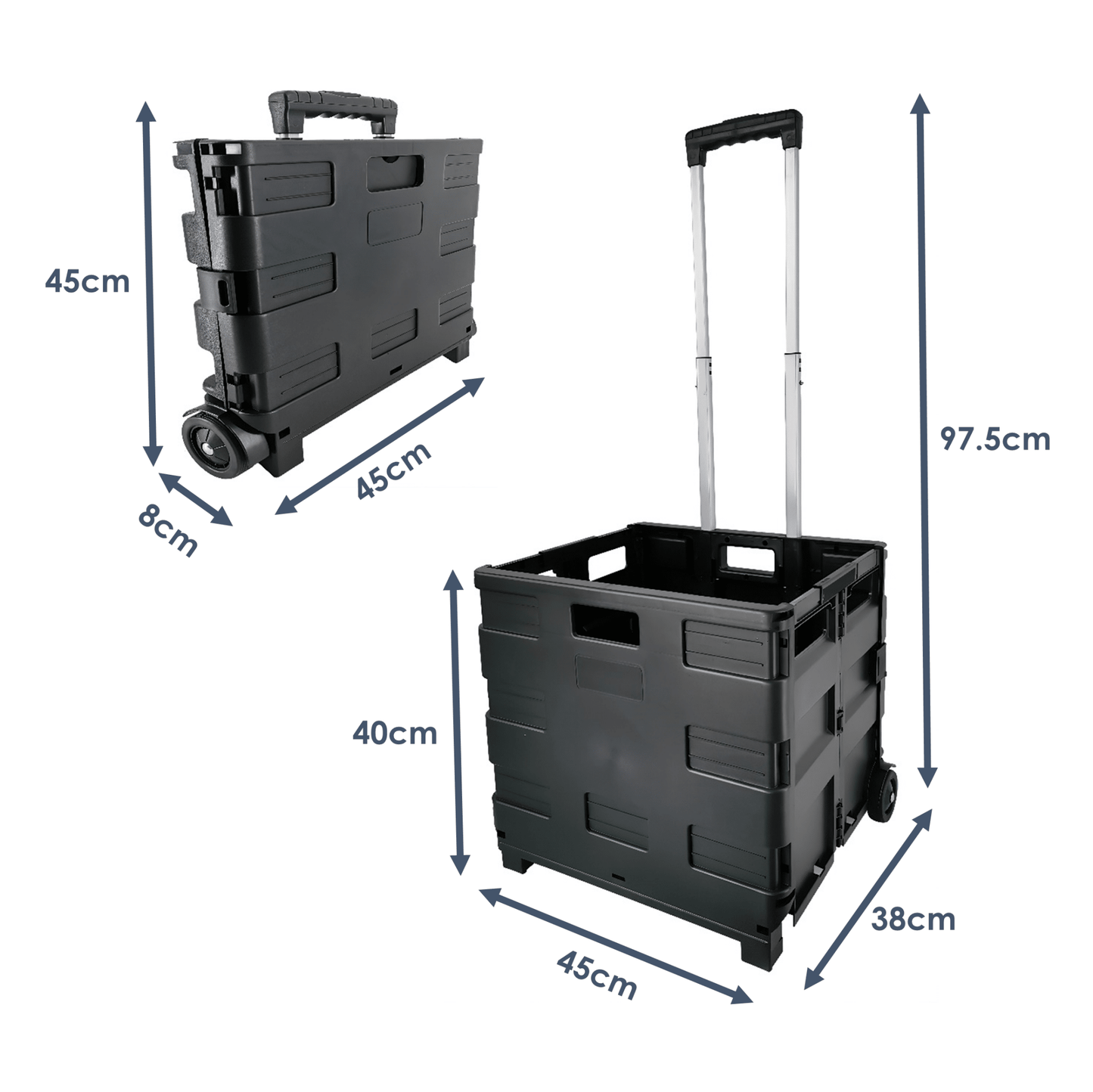 Foldable Shopping Cart Trolley - Large - mazeproducts