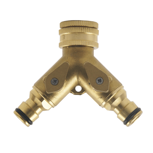BRASS 2 Way Universal Tap Adaptor 1/2” & 3/4" - 12mm - mazeproducts