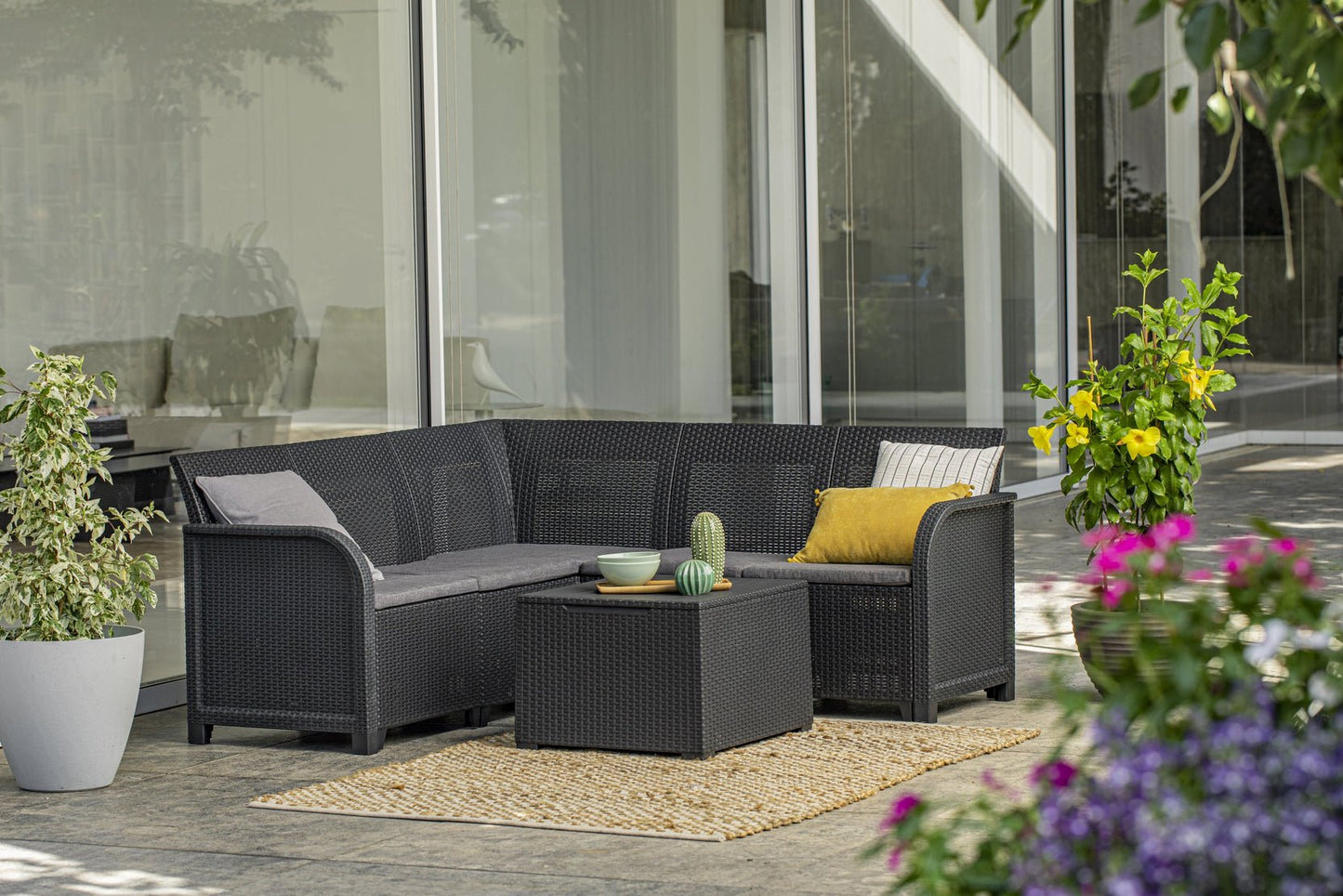 Keter Emma Corner Lounge Set - With Storage Table - mazeproducts