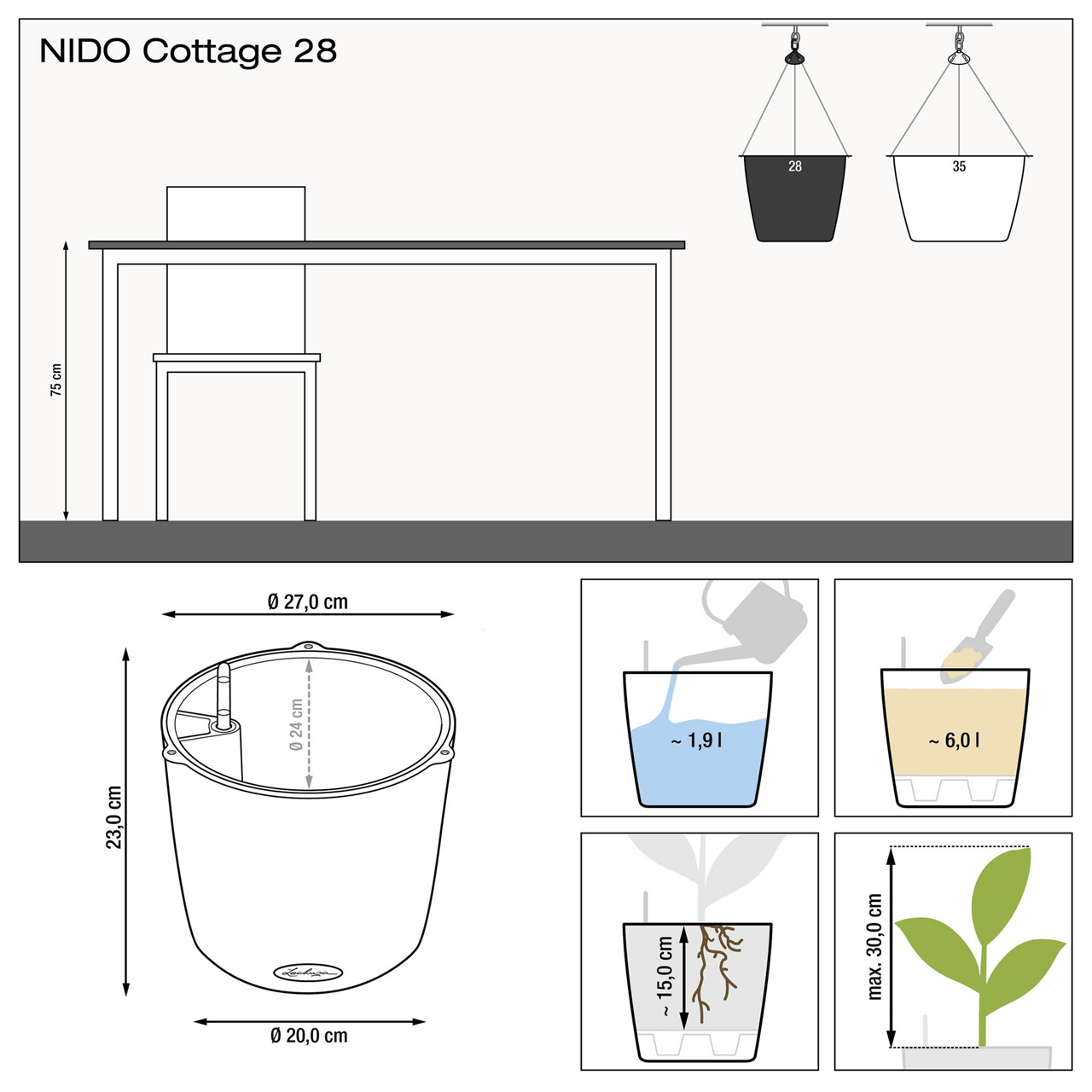 NIDO Cottage 28 Hanging Planter - mazeproducts
