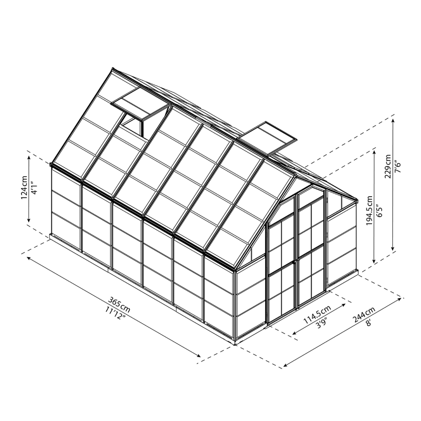 8' x 12' Octave Greenhouse - Clear Roof (2.5m x 3.7m) - mazeproducts