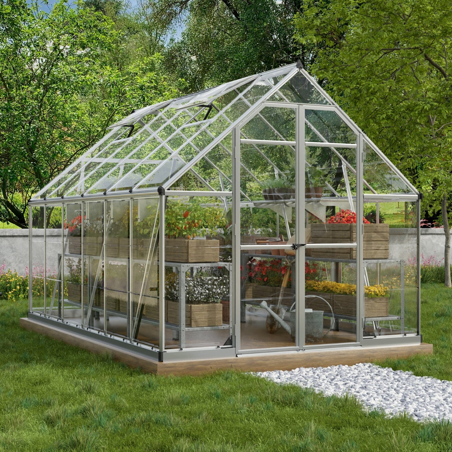8' x 12' Octave Greenhouse - Clear Roof (2.5m x 3.7m) - mazeproducts