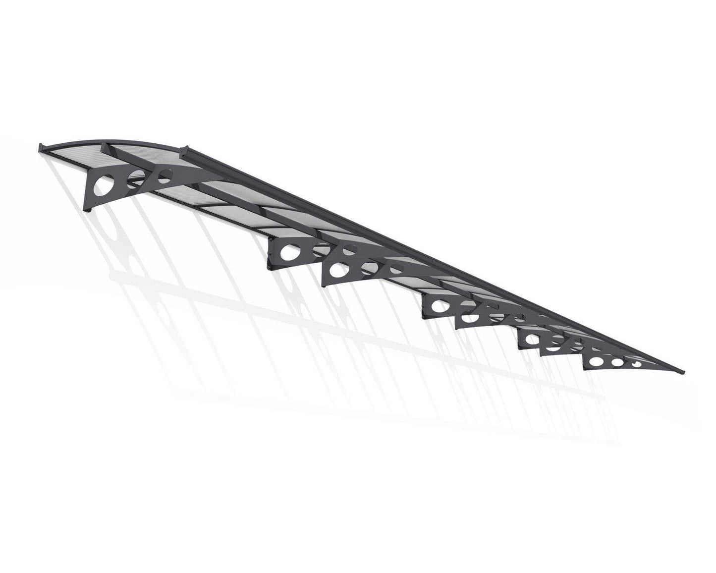 Herald Door Awning 8.9m x 1.4m - Grey Frame With Clear Panel - mazeproducts