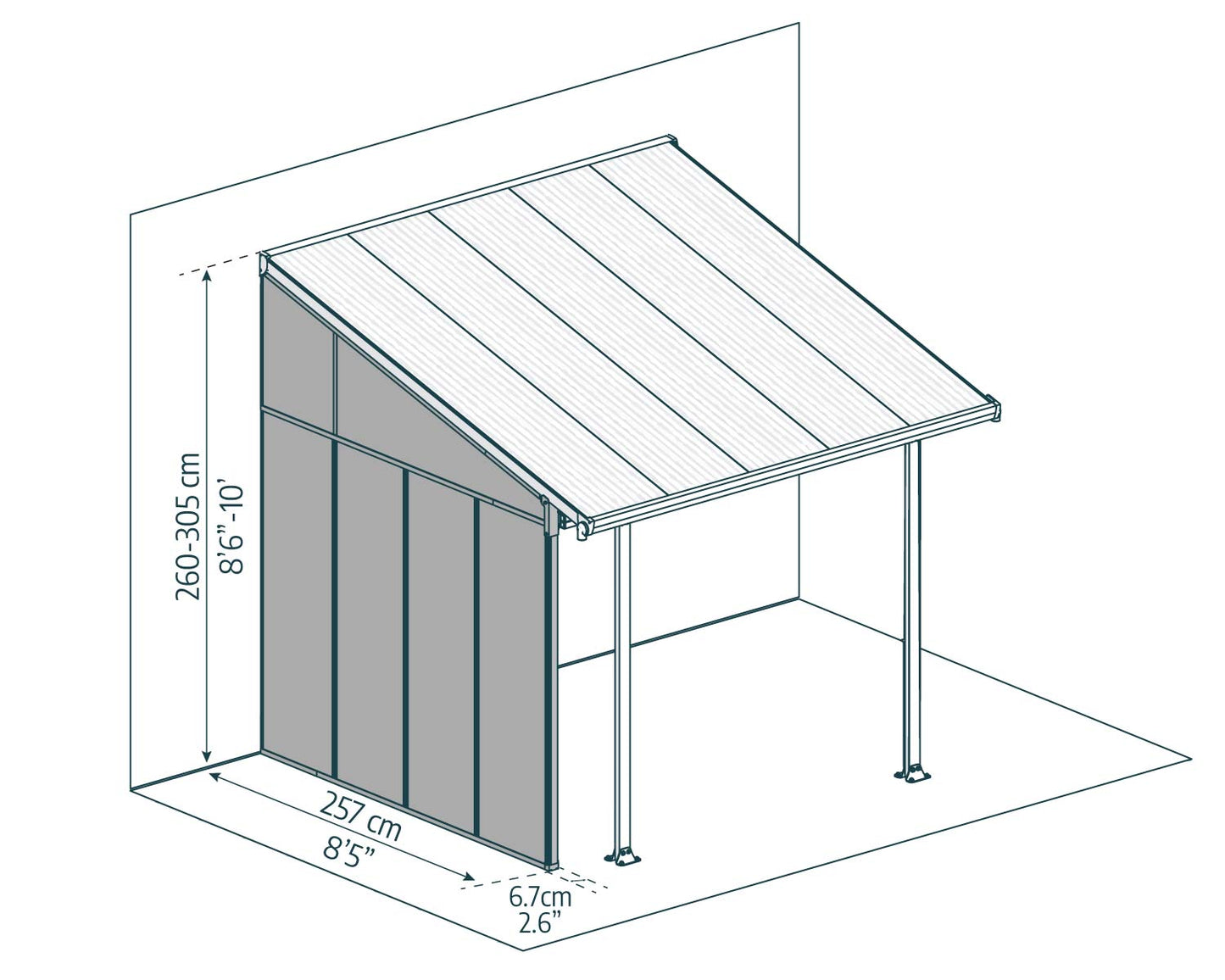 Side Wall for Sierra & Feria Patio Cover 3m - White