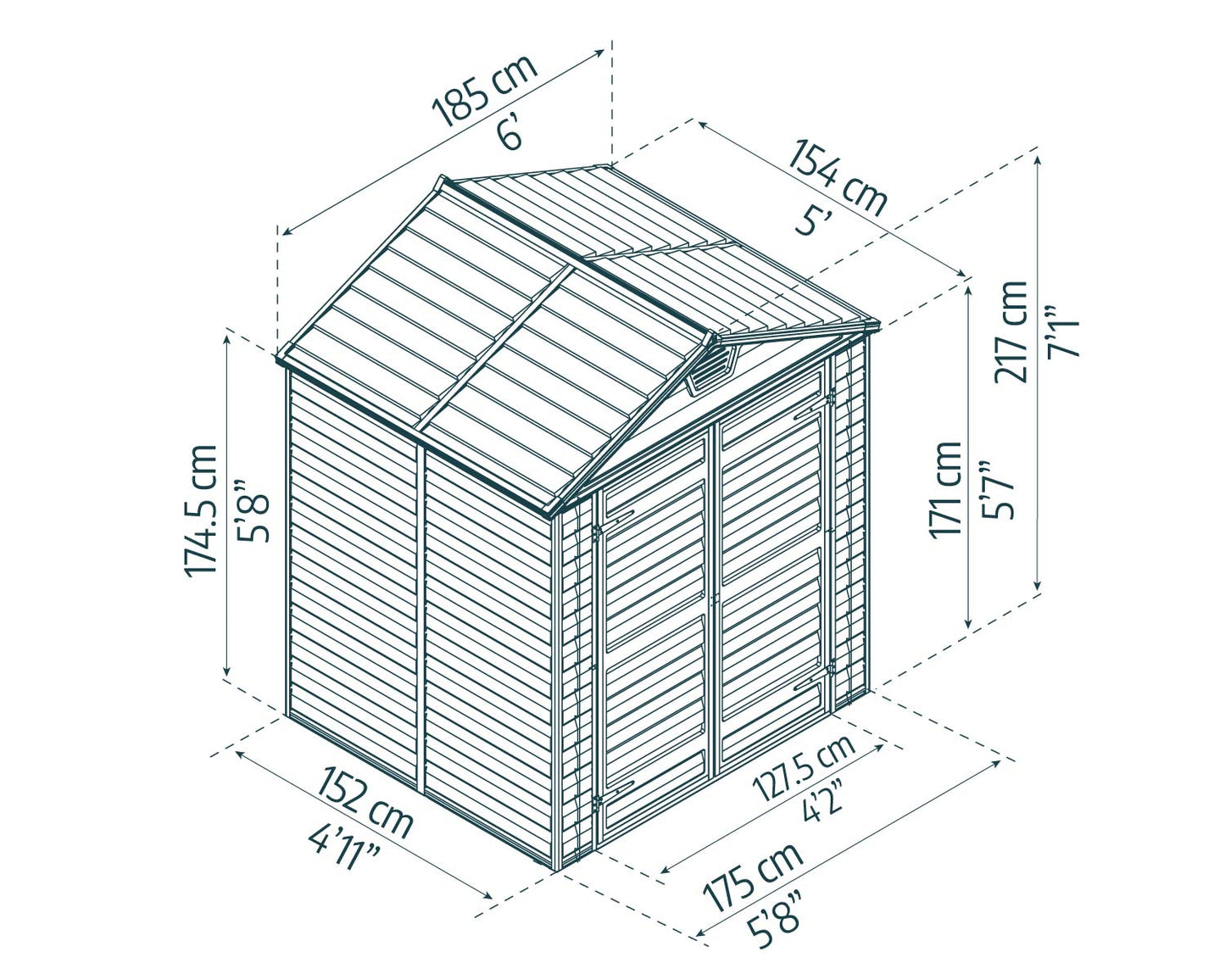 Skylight Garden Shed 1.9m x 1.5m - Midnight Grey - mazeproducts