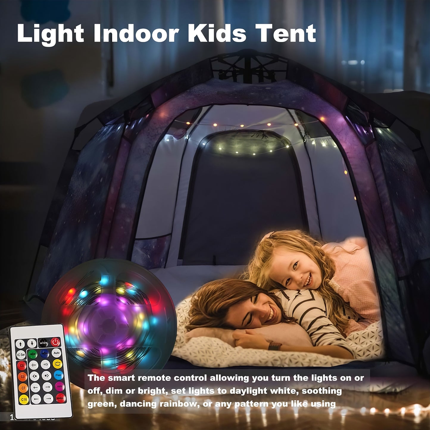 Pop up Play / Sensory Tent with Light Strip - Hex Large - mazeproducts
