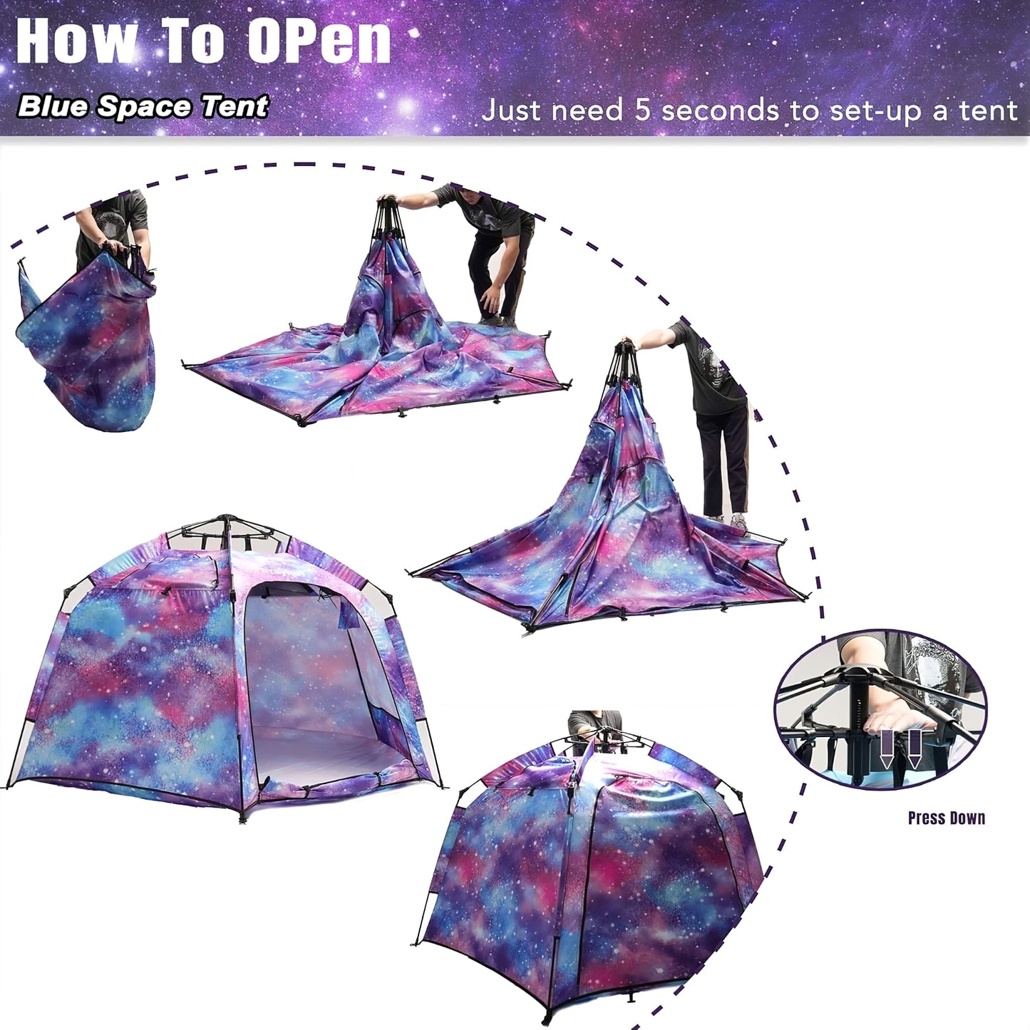 Pop up Play / Sensory Tent with Light Strip - Hex Large - mazeproducts