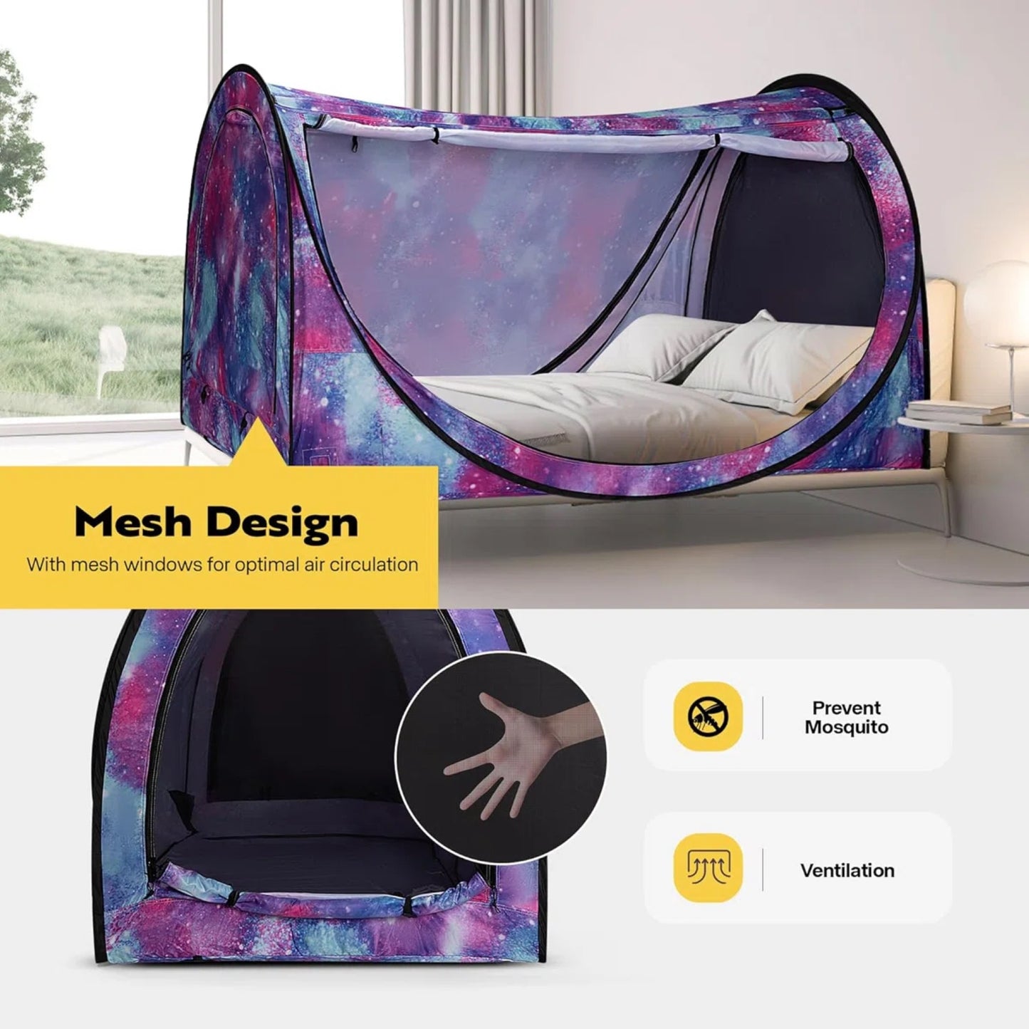 Pop up Play / Sensory Privacy Bed Tent - Galaxy - mazeproducts
