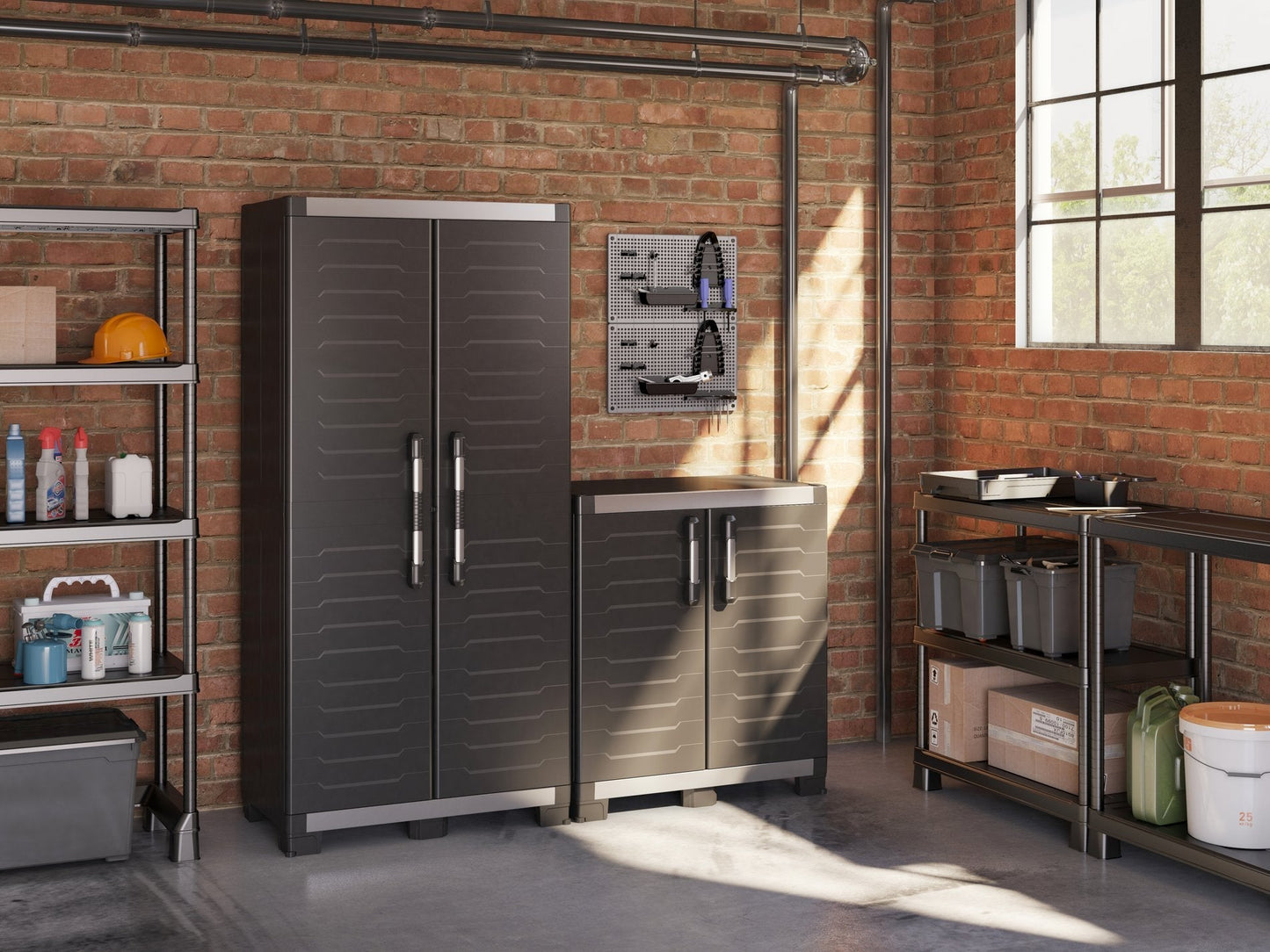 2 x Keter XL Garage Tall Storage Cabinets - mazeproducts