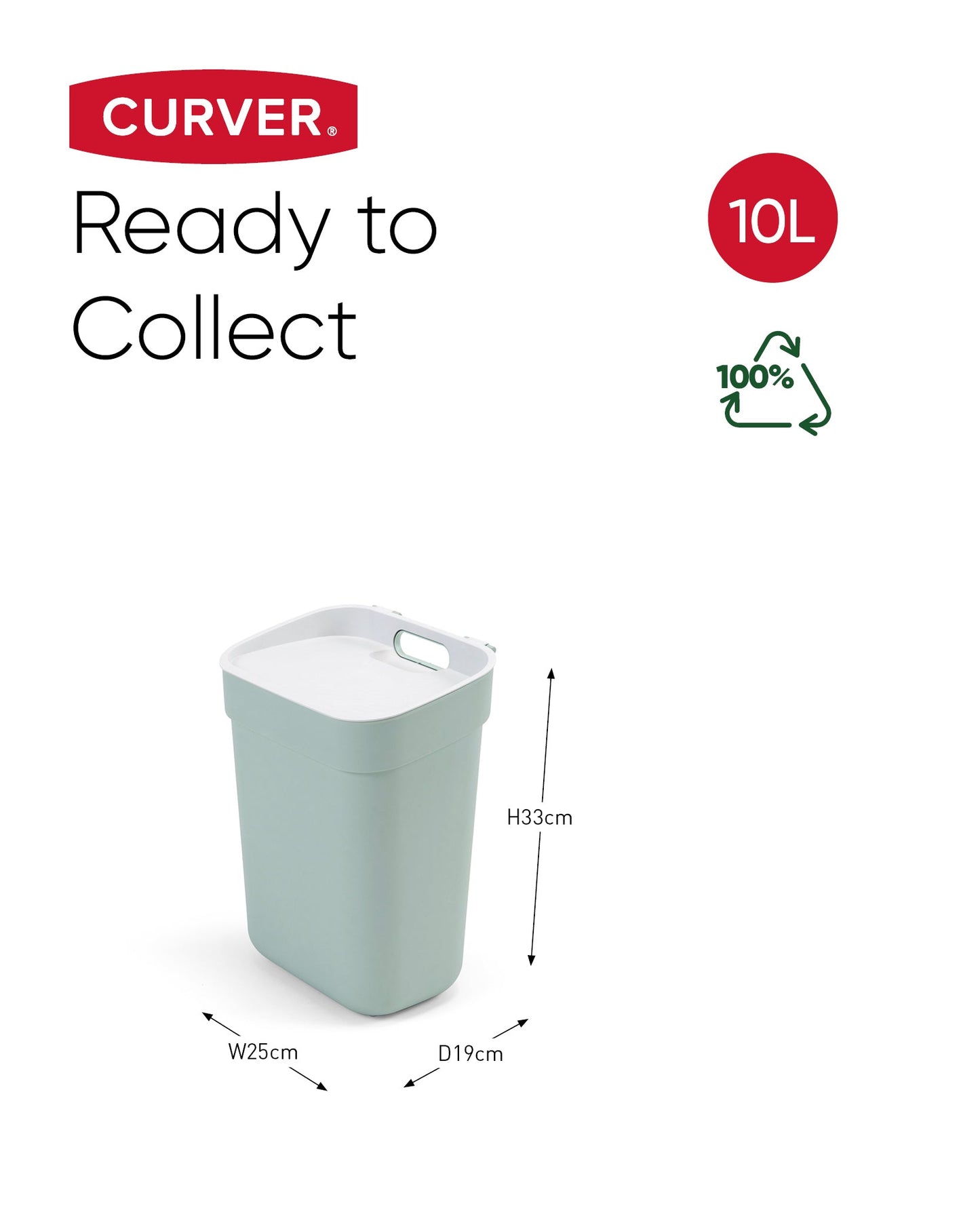 10L Ready to Collect Waste Separation Bin - Green - mazeproducts