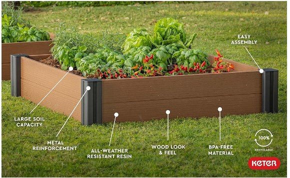 Keter Vista Garden Bed - Brown - mazeproducts