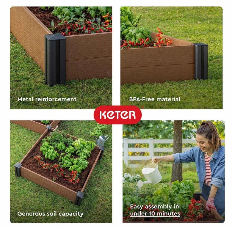 Keter Vista Garden Bed - Brown - mazeproducts