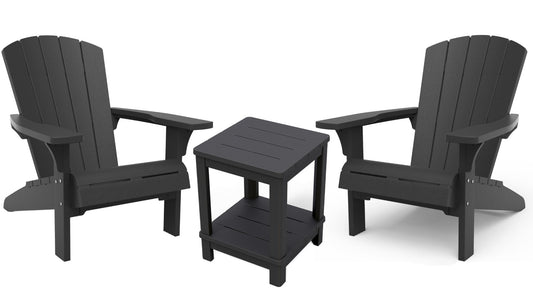 PRE ORDER: NOV. - Keter Troy Adirondack Set with Deluxe Table - Graphite - mazeproducts
