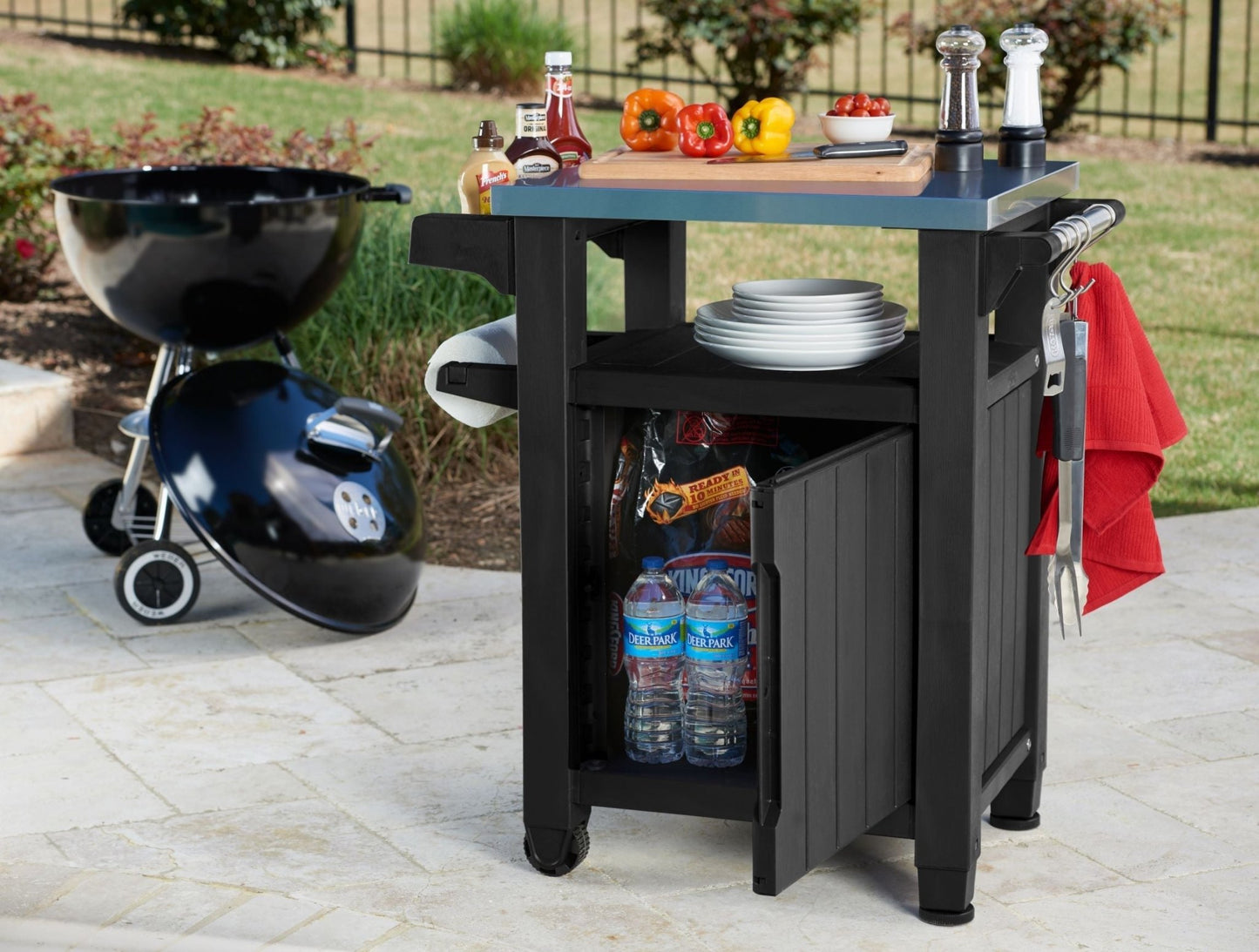 Keter Unity Classic Outdoor BBQ Prep Bench and Storage Unit - mazeproducts