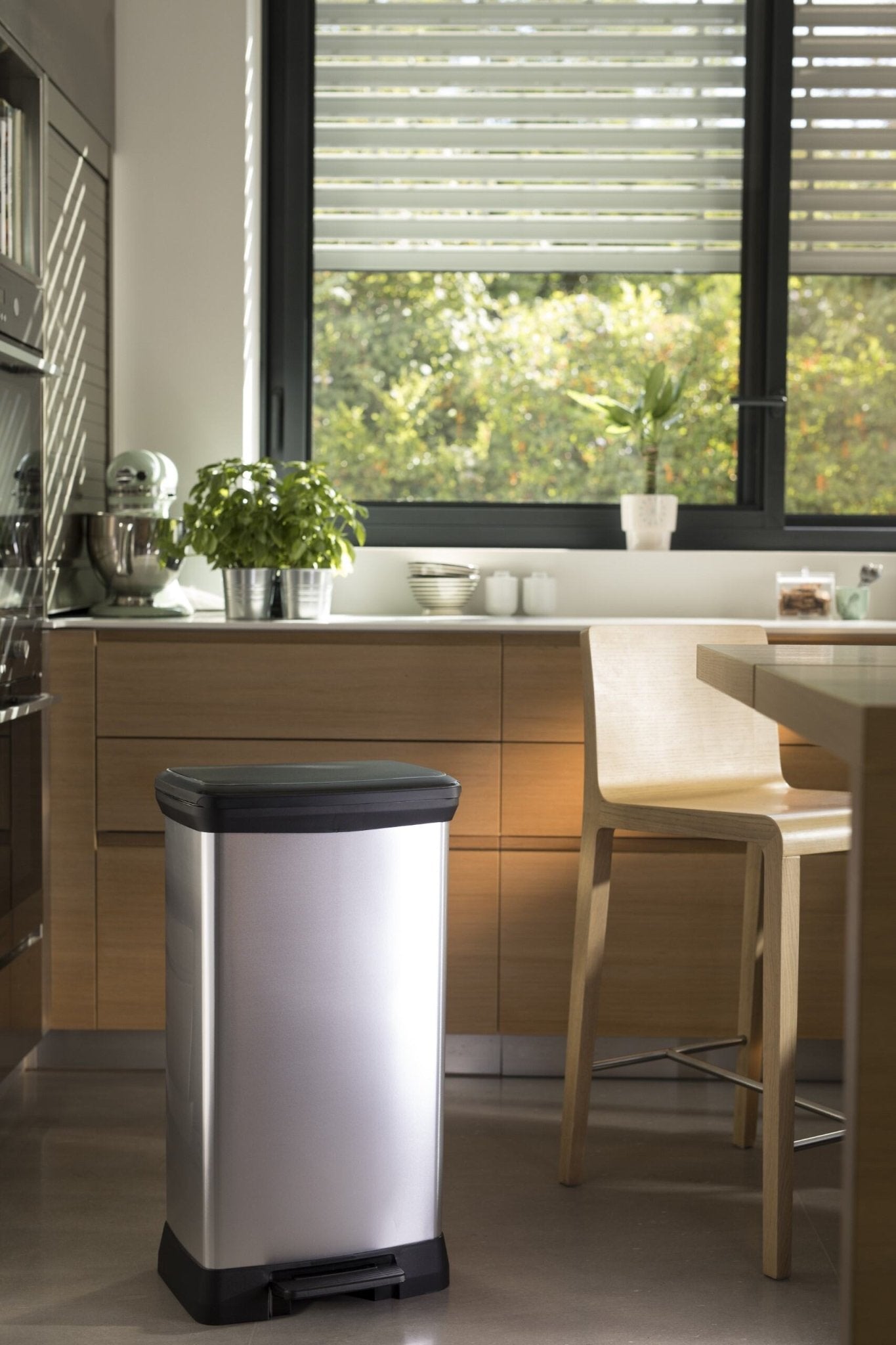 Curver Deco Pedal Bin - 50L - Steel Look - mazeproducts