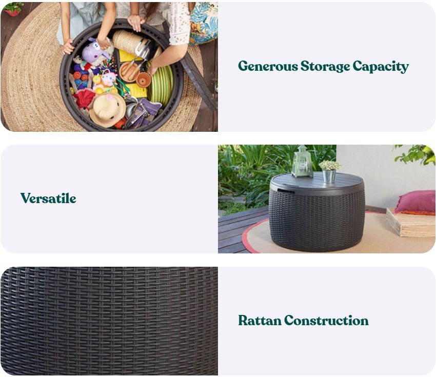 Keter Circa Rattan 140L Storage Box - Grey - mazeproducts