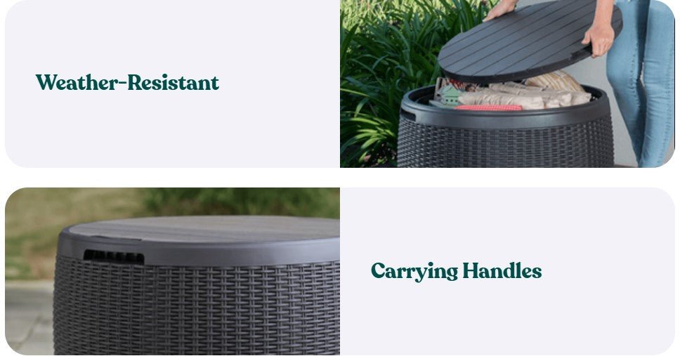 Keter Circa Rattan 140L Storage Box - Grey - mazeproducts