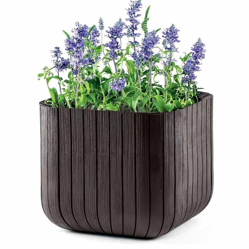 Keter Cube Planter - Brown (Small) - 3 Pack - mazeproducts