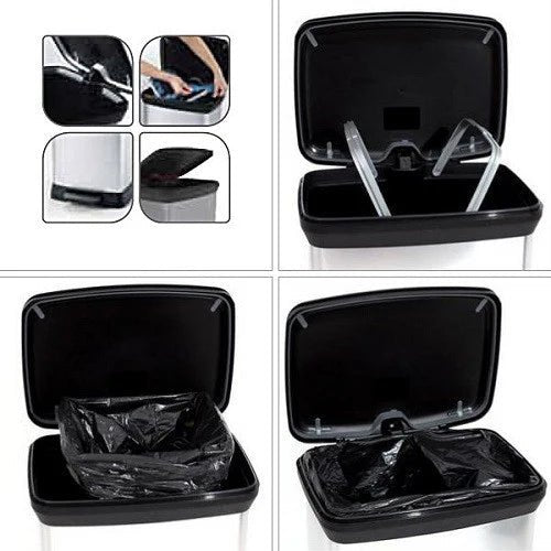 Curver Rectangular Pedal Bin – 50L – Steel Look - mazeproducts