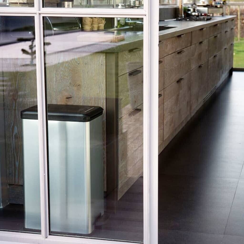 Curver Deco Slim Pedal Bin – 40L – Silver - mazeproducts