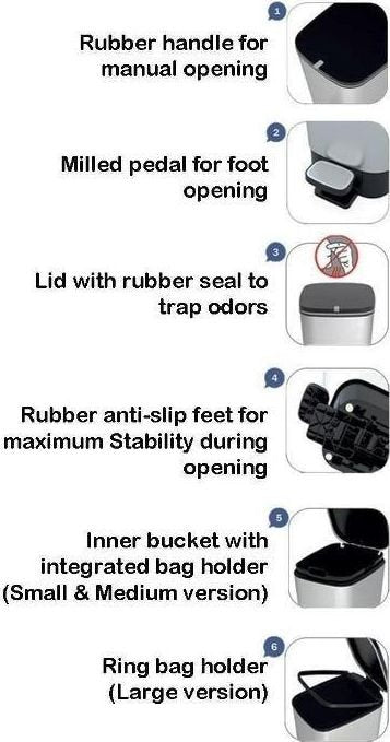 Curver Chic 45L Pedal Bin - Steel Look - mazeproducts