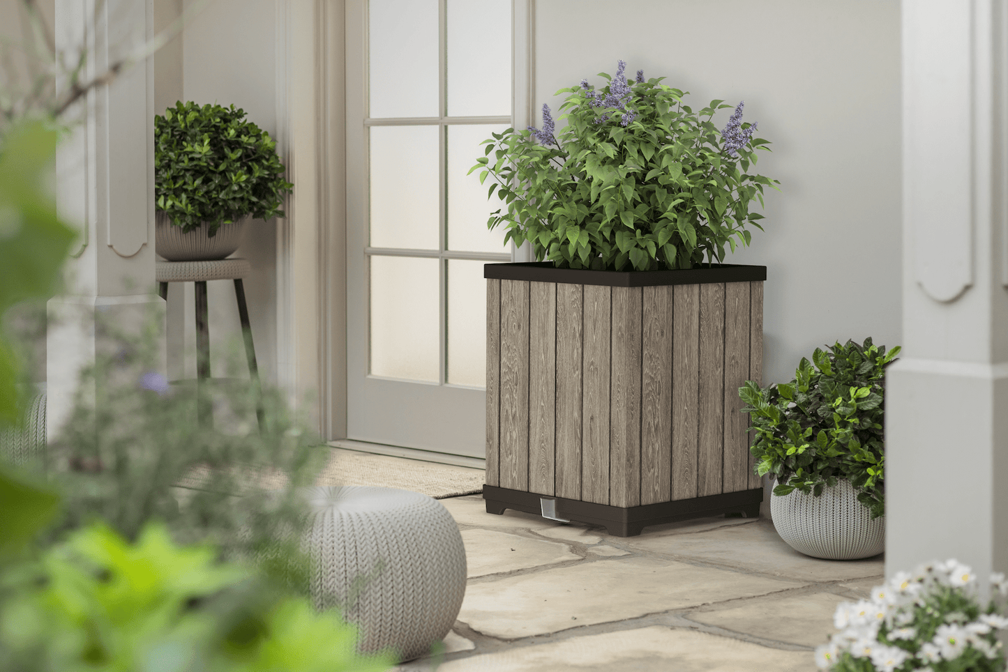 Keter Signature Tall Planter - Ashwood Look - mazeproducts