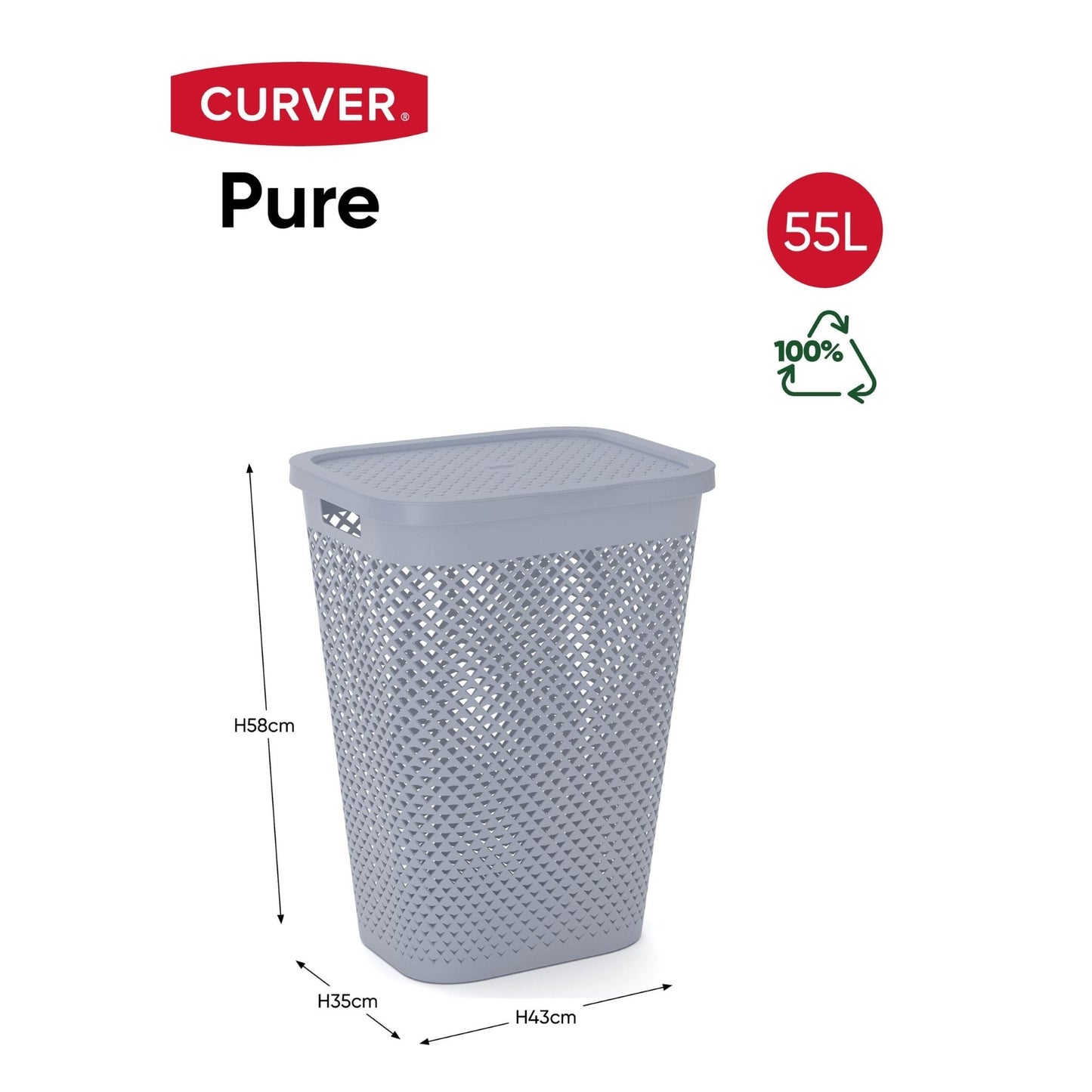 Curver Pure Laundry Hamper - Blue - mazeproducts