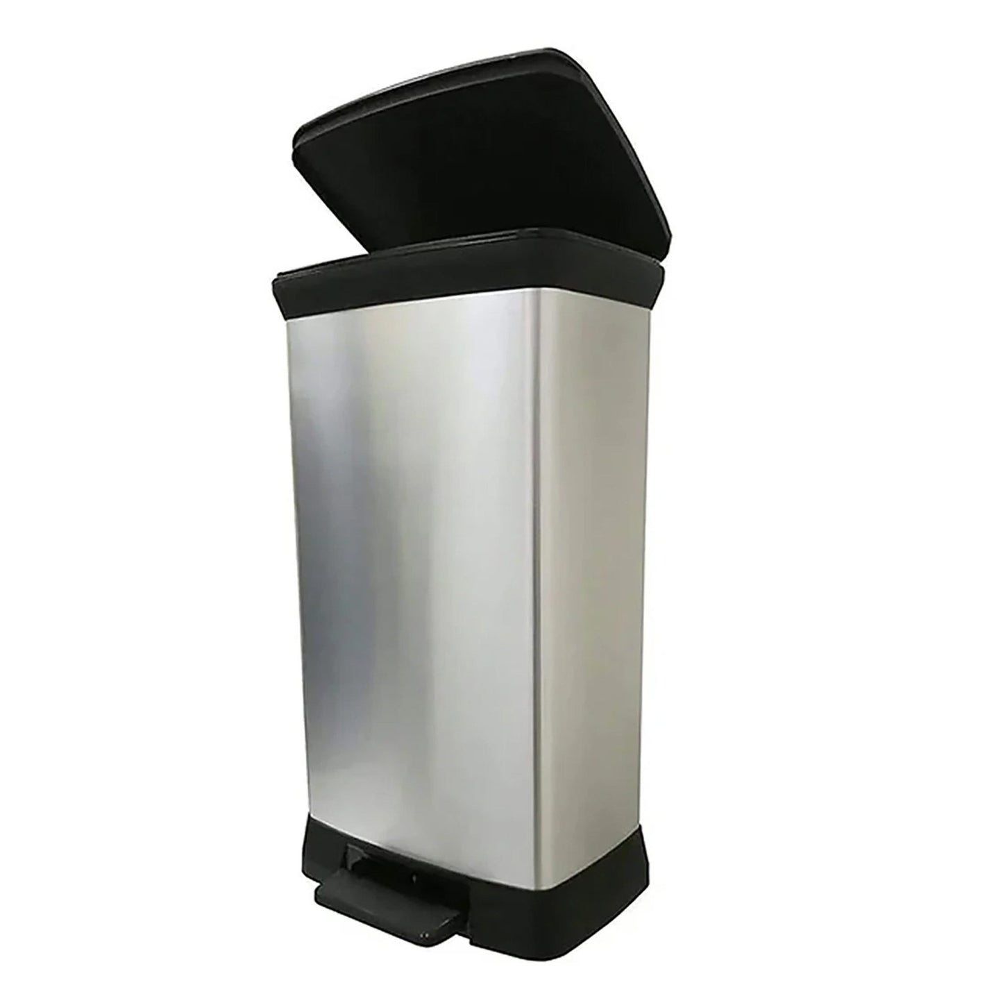 Curver Rectangular Pedal Bin – 50L – Steel Look - mazeproducts