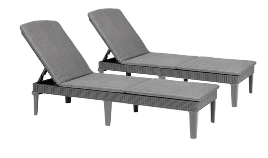 Keter Jaipur Outdoor Sun Lounger with Cushion - 2 Pack - mazeproducts
