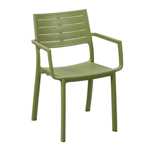 PRE ORDER: SEP. - Keter Metaline Metal Look Dining Chair: Green - 6 Pack - mazeproducts
