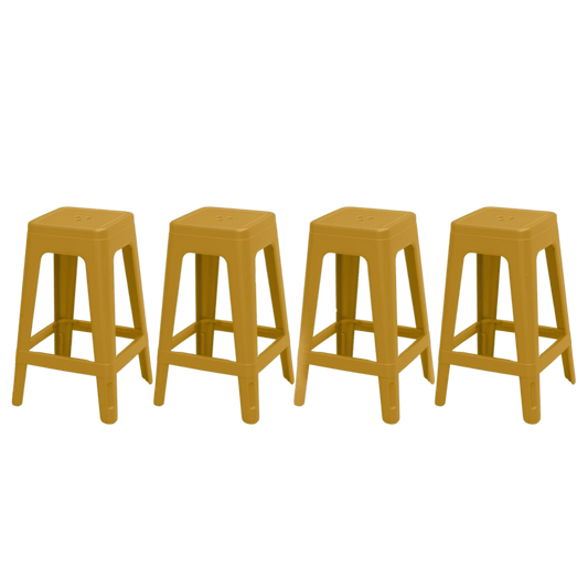 Keter Lucca Indoor/Outdoor Bar Stool - Amber Yellow - 4 Pack - mazeproducts