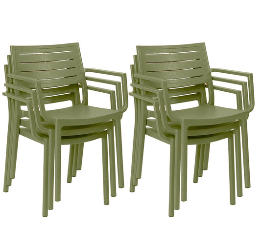 PRE ORDER: SEP. - Keter Metaline Metal Look Dining Chair: Green - 6 Pack - mazeproducts