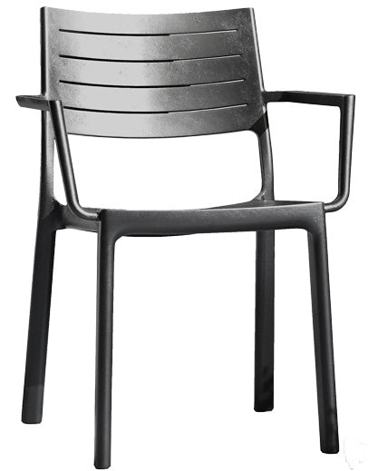Keter Metaline Metal Look Dining Chair : Black - 6 PACK - mazeproducts