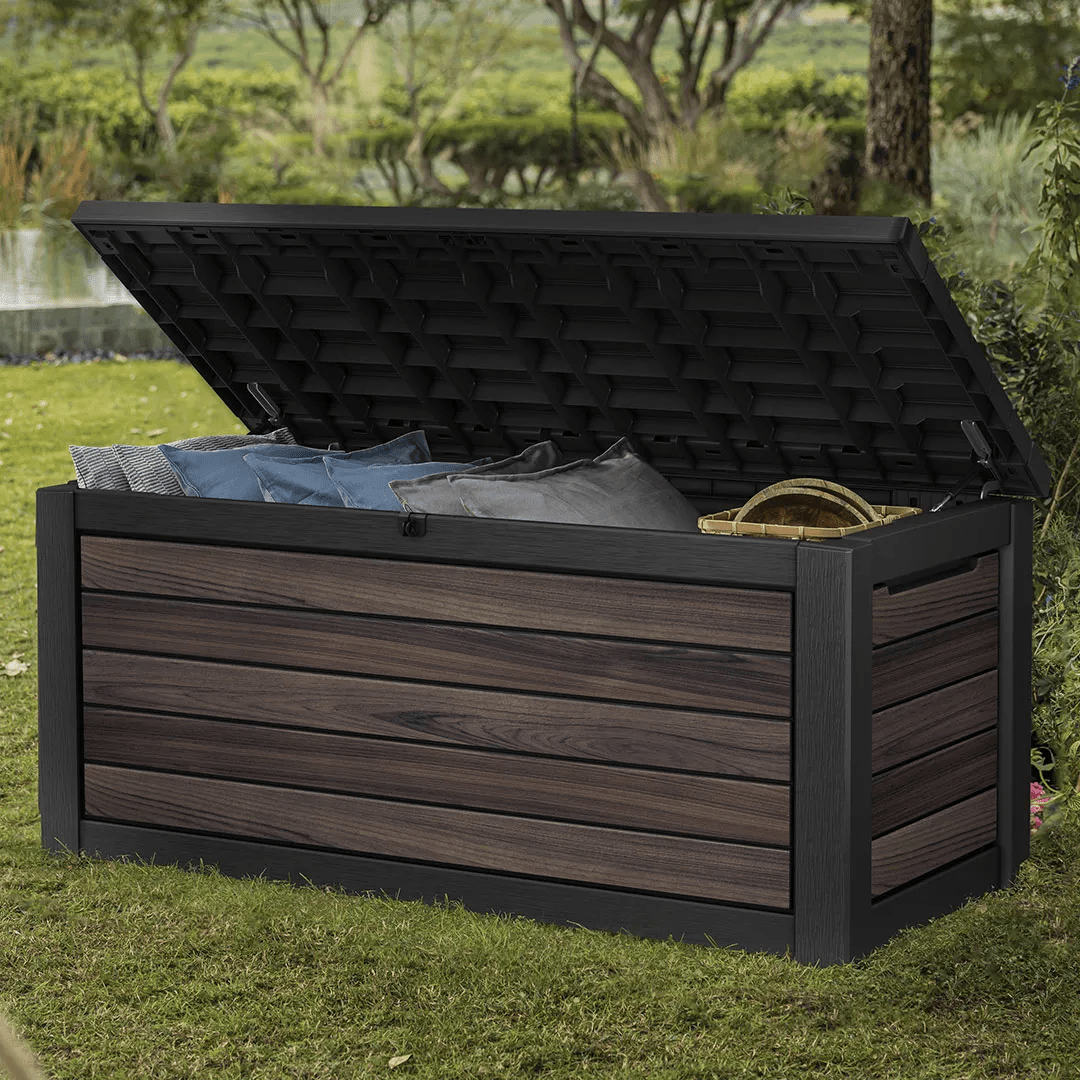 Keter Signature 630L Storage Box - Rosewood Look - mazeproducts