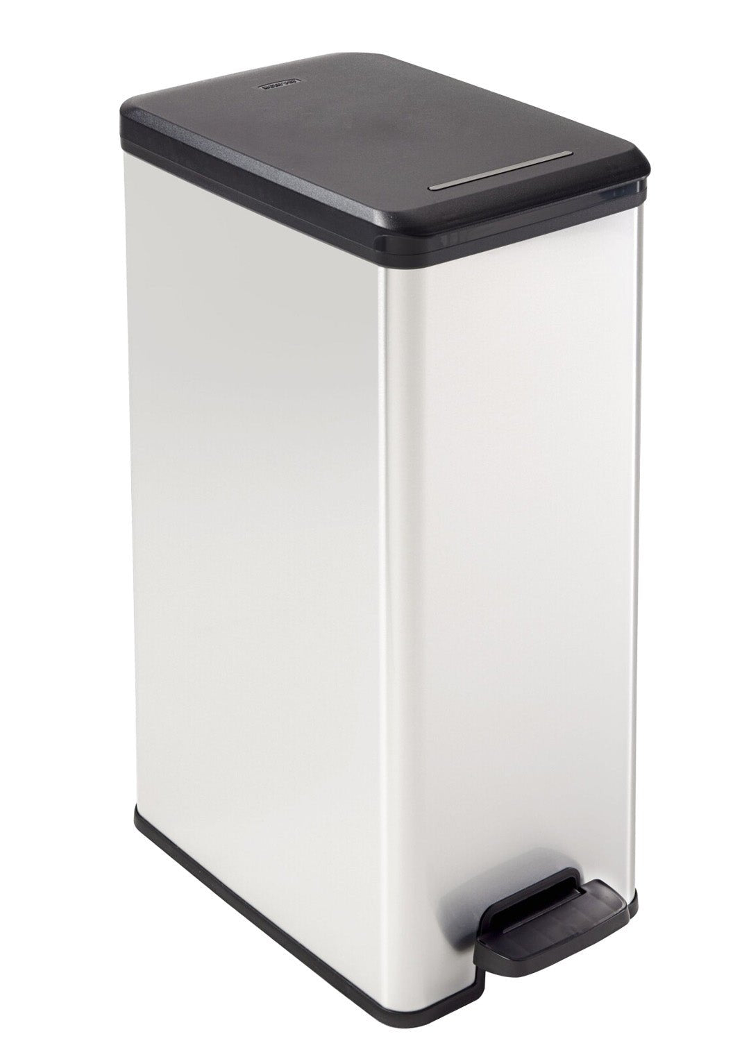 Curver Deco Slim Pedal Bin – 40L – Silver - mazeproducts