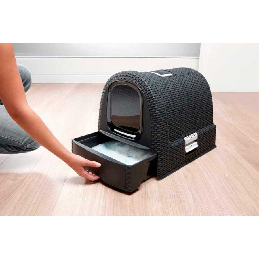 Curver Rattan Style Cat Litter Box - Graphite