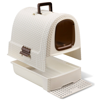 Curver Rattan Style Cat Litter Box - Cream