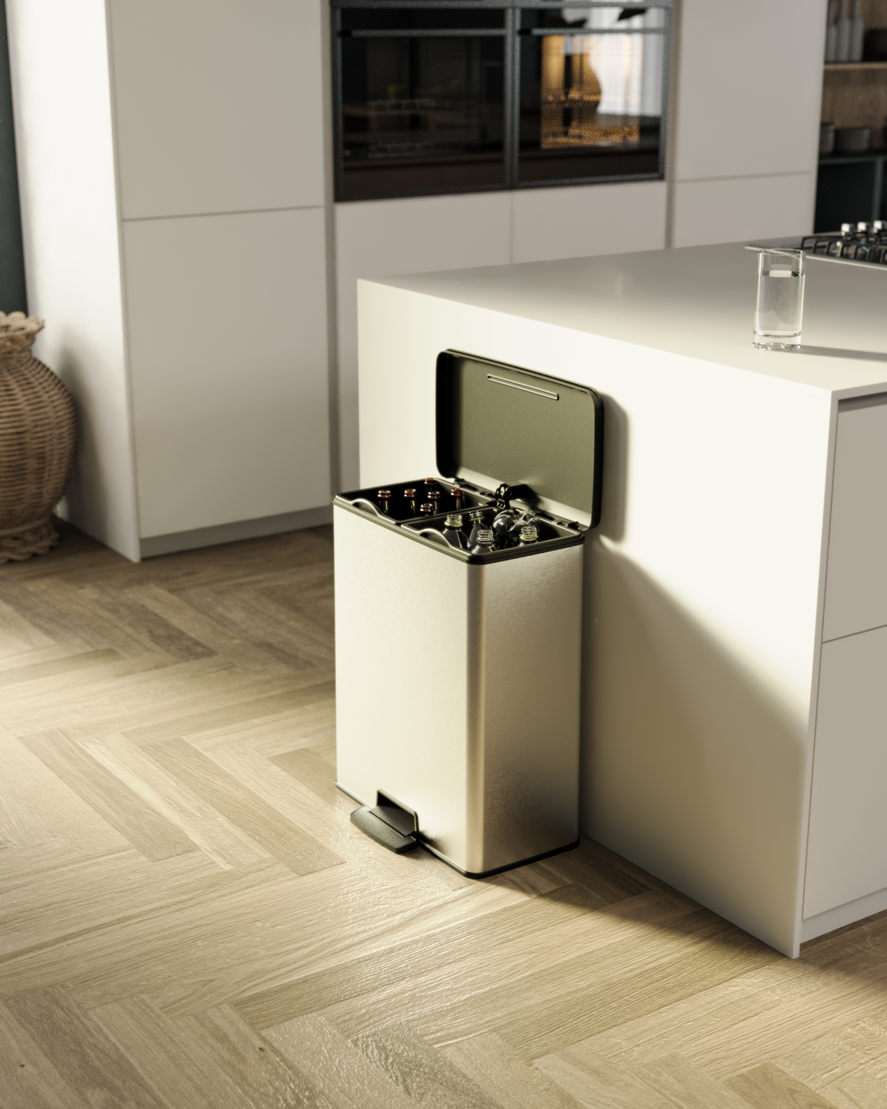 Curver Deco Duo Bin – 2 X 26L – Steel Look