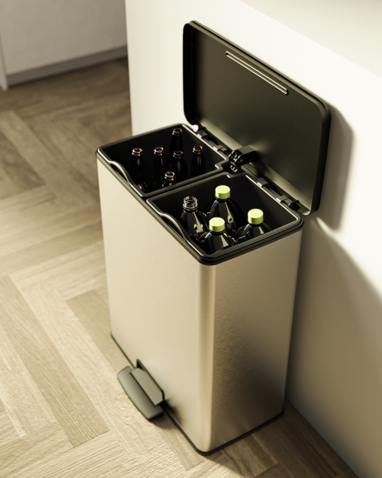 Curver Deco Duo Bin – 2 X 26L – Steel Look
