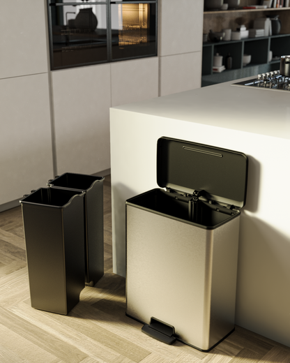 Curver Deco Duo Bin – 2 X 26L – Steel Look