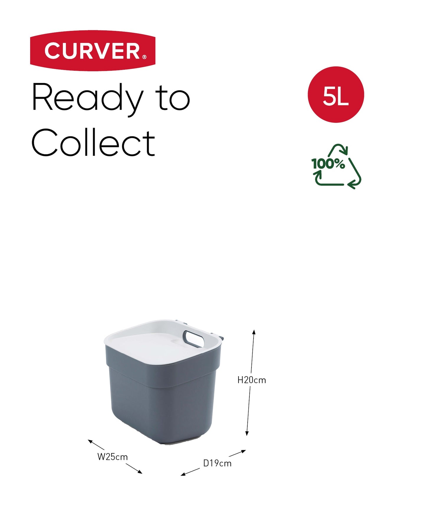 5L Ready to Collect Waste Separation Bin - Dark Grey