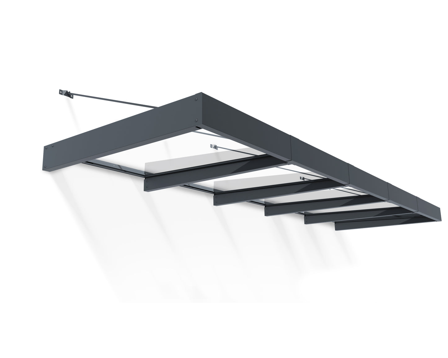 Sophia XL Door Awning 4.7m x 1.4m - Grey Frame with Clear Panel