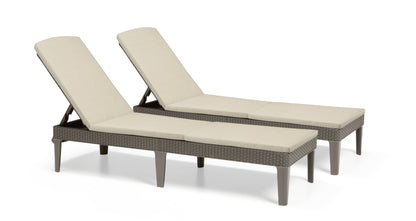 PRE ORDER: SEP. - Keter Jaipur Outdoor Sun Lounger with Cushion - Cappuccino - 2 Pack