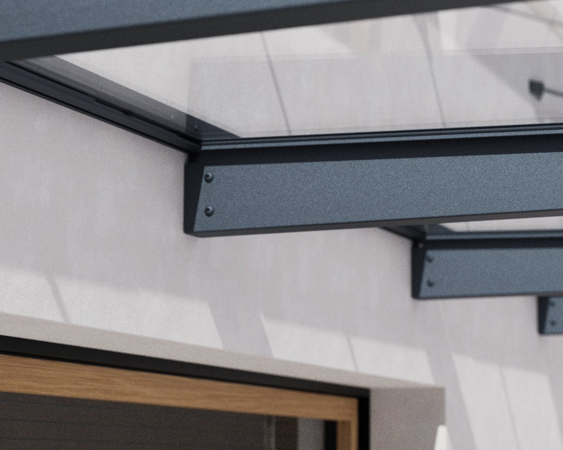 Sophia XL Door Awning 1.9m x 1.4m - Grey Frame with Clear Panel - mazeproducts